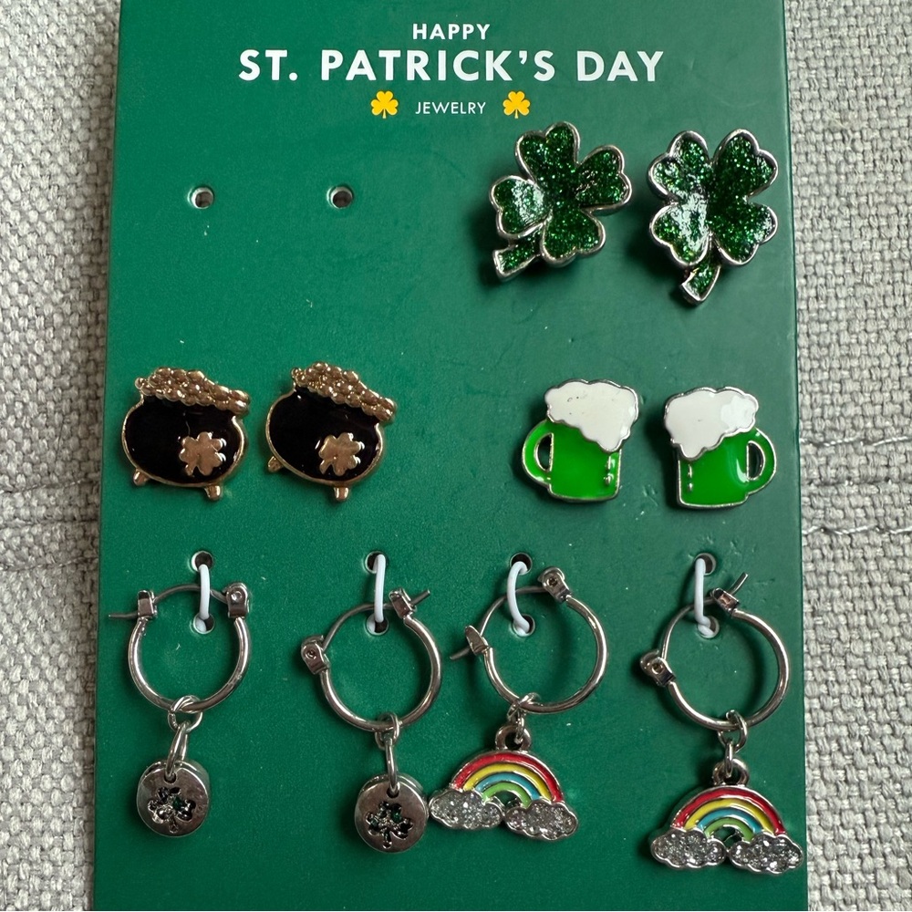 St. Patrick's Day Earring Set - Green and Silver